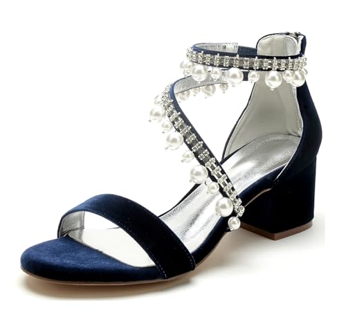 Miyoopark Damen Blockabsatz Hochzeits Sandalen Ketten Abend Schuhe M688 Dunkelblau EU 36 von Miyoopark