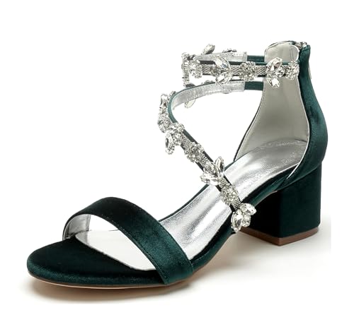 Miyoopark Damen Blockabsatz Hochzeits Sandalen Ketten Abend Schuhe M690 Grün EU 40 von Miyoopark