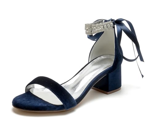 Miyoopark Damen Blockabsatz Hochzeits Sandalen Ketten Abend Schuhe M692 Dunkelblau EU 41 von Miyoopark