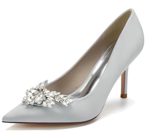 Miyoopark Damen Blockabsatz Hochzeits Schuhe mit Schleifen Abend Pumps J003 Silber 3.4" Absatz EU 41 Miyoopark Damen Blockabsatz Hochzeits Schuhe mit Schleifen Abend Pumps J003 Silber 3.4" Absatz EU 41 von Miyoopark