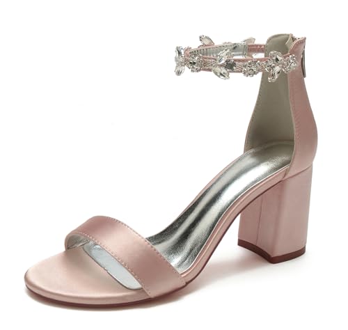 Miyoopark Damen Elegant Abend Schuhe mit Strass Brautschuhe Prom Sandalen M668 Altrosa EU 38.5 von Miyoopark