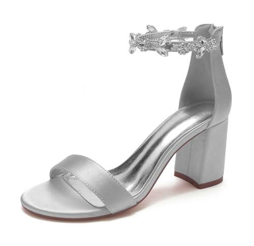 Miyoopark Damen Elegant Abend Schuhe mit Strass Brautschuhe Prom Sandalen M668 Silber EU 42.5 von Miyoopark