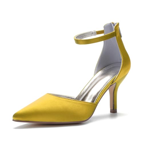 Miyoopark Damen Elegant Formal Schuhe Festkörper Hochzeits Pumps M644 Gelb EU 37.5 von Miyoopark