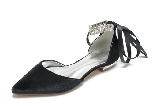 Miyoopark Damen Elegant Hochzeits Flache Schuhe mit Ketten Abend Pumps M700 Rhinestone Chains Black EU 40.5 von Miyoopark