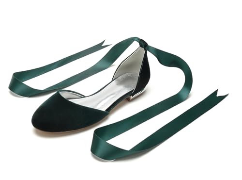 Miyoopark Damen Elegant Hochzeits Flache Schuhe mit Ketten Abend Pumps M702 Round Toe Green EU 41.5 von Miyoopark