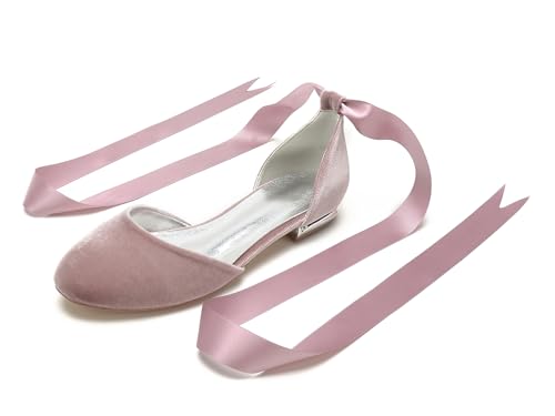 Miyoopark Damen Elegant Hochzeits Flache Schuhe mit Ketten Abend Pumps M702 Round Toe Pink EU 41.5 von Miyoopark