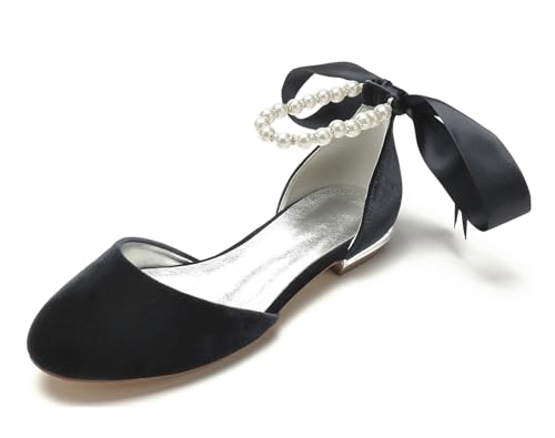 Miyoopark Damen Elegant Hochzeits Flache Schuhe mit Ketten Abend Pumps M703 Round Toe Black EU 40 von Miyoopark
