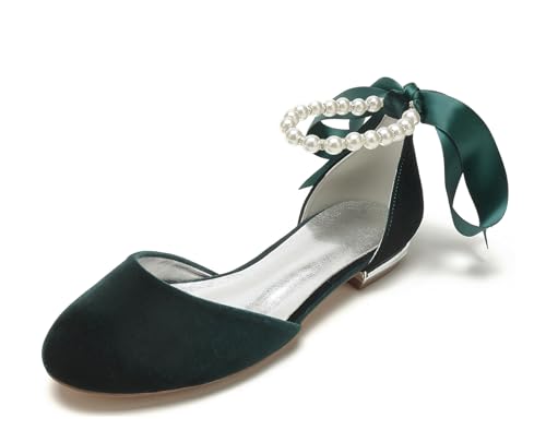 Miyoopark Damen Elegant Hochzeits Flache Schuhe mit Ketten Abend Pumps M703 Round Toe Green EU 41.5 von Miyoopark