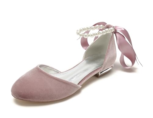 Miyoopark Damen Elegant Hochzeits Flache Schuhe mit Ketten Abend Pumps M703 Round Toe Pink EU 37.5 von Miyoopark