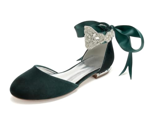Miyoopark Damen Elegant Hochzeits Flache Schuhe mit Ketten Abend Pumps M704 Round Toe Green EU 42.5 von Miyoopark