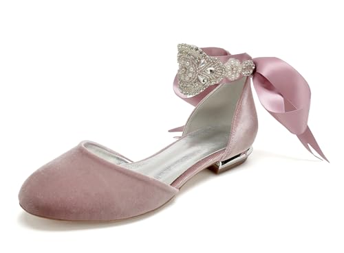 Miyoopark Damen Elegant Hochzeits Flache Schuhe mit Ketten Abend Pumps M704 Round Toe Pink EU 41.5 von Miyoopark