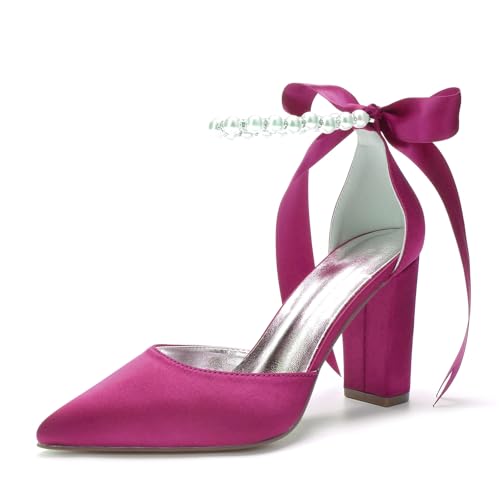 Miyoopark Damen Fashion Hochzeits Schuhe Blockabsatz Abend Pumps M640 Fuchsia EU 36.5 von Miyoopark