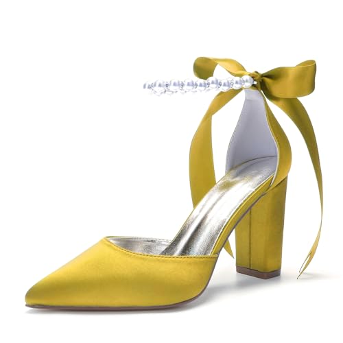 Miyoopark Damen Fashion Hochzeits Schuhe Blockabsatz Abend Pumps M640 Gelb EU 42.5 von Miyoopark