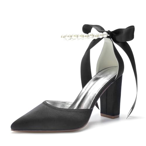 Miyoopark Damen Fashion Hochzeits Schuhe Blockabsatz Abend Pumps M640 Schwarz EU 41 von Miyoopark