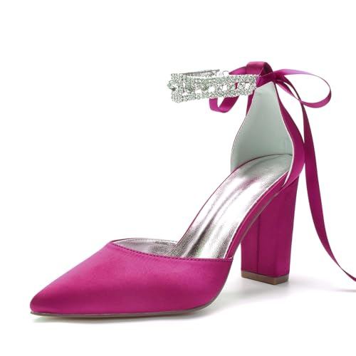 Miyoopark Damen Fashion Hochzeits Schuhe Blockabsatz Abend Pumps M641 Fuchsia EU 39.5 von Miyoopark