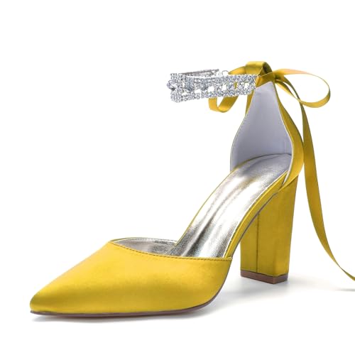 Miyoopark Damen Fashion Hochzeits Schuhe Blockabsatz Abend Pumps M641 Gelb EU 36.5 von Miyoopark
