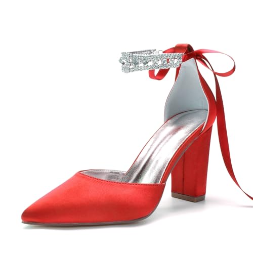 Miyoopark Damen Fashion Hochzeits Schuhe Blockabsatz Abend Pumps M641 Rot EU 42.5 von Miyoopark