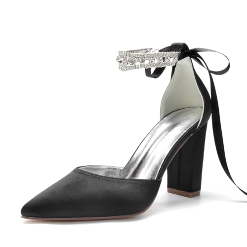 Miyoopark Damen Fashion Hochzeits Schuhe Blockabsatz Abend Pumps M641 Schwarz EU 38.5 von Miyoopark