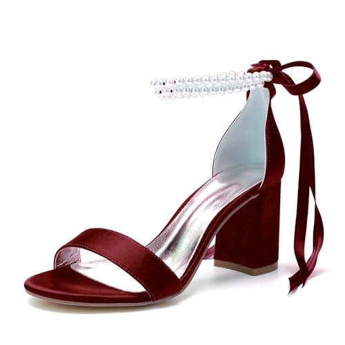Miyoopark Damen Hochzeits Absatz Schuhe Bequem Abend Sandalen mit Schleif M665 Burgund EU 40 von Miyoopark
