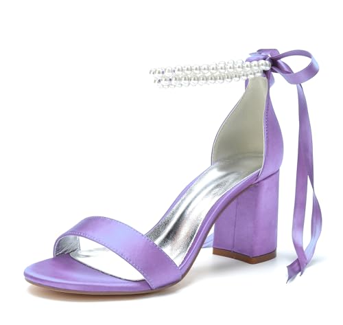 Miyoopark Damen Hochzeits Absatz Schuhe Bequem Abend Sandalen mit Schleif M665 Hellviolett EU 41 von Miyoopark