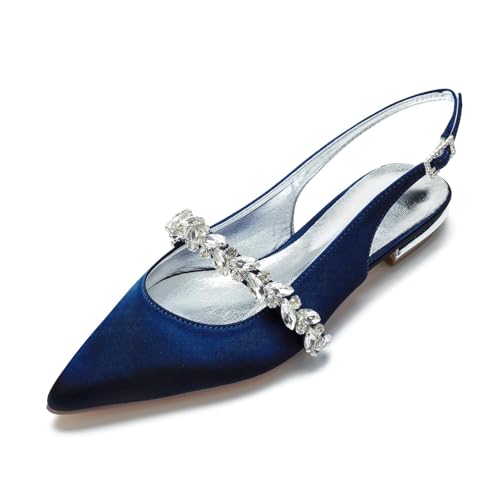 Miyoopark Damen Hochzeits Flache Schuhe Slingback Abend Pumps M669 Dunkelblau EU 42 von Miyoopark