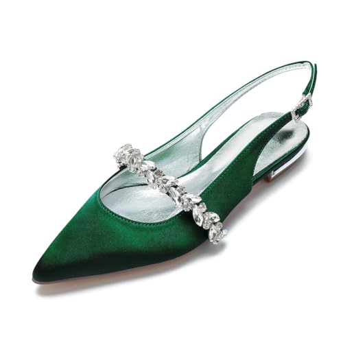 Miyoopark Damen Hochzeits Flache Schuhe Slingback Abend Pumps M669 Dunkelgrun EU 41.5 von Miyoopark
