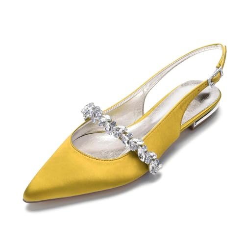 Miyoopark Damen Hochzeits Flache Schuhe Slingback Abend Pumps M669 Gelb EU 42.5 von Miyoopark