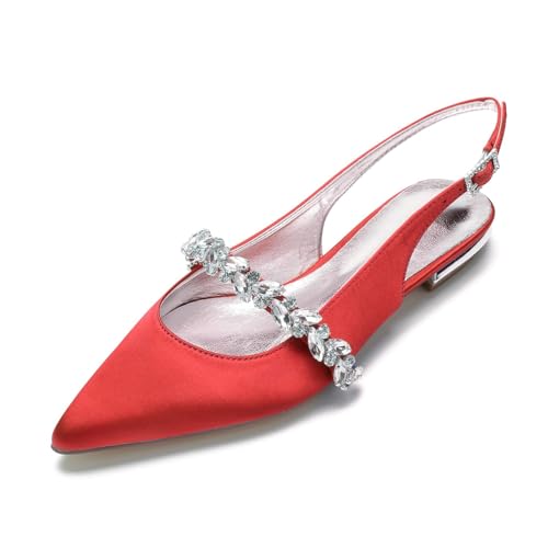 Miyoopark Damen Hochzeits Flache Schuhe Slingback Abend Pumps M669 Rot EU 36 von Miyoopark