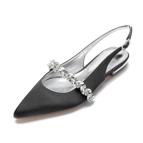 Miyoopark Damen Hochzeits Flache Schuhe Slingback Abend Pumps M669 Schwarz EU 41.5 von Miyoopark