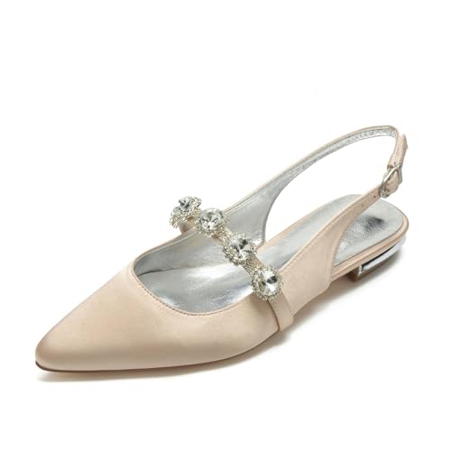 Miyoopark Damen Hochzeits Flache Schuhe Slingback Abend Pumps M670 Champagner EU 36 von Miyoopark