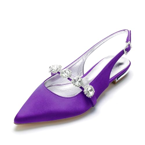 Miyoopark Damen Hochzeits Flache Schuhe Slingback Abend Pumps M670 Dunkelviolett EU 36.5 von Miyoopark