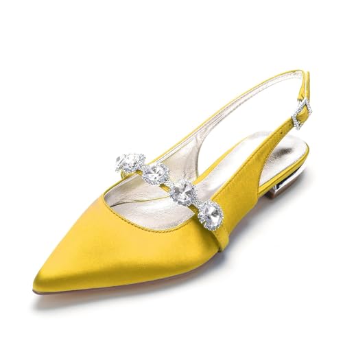 Miyoopark Damen Hochzeits Flache Schuhe Slingback Abend Pumps M670 Gelb EU 38.5 von Miyoopark