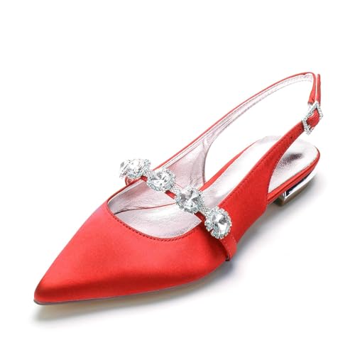 Miyoopark Damen Hochzeits Flache Schuhe Slingback Abend Pumps M670 Rot EU 37.5 von Miyoopark