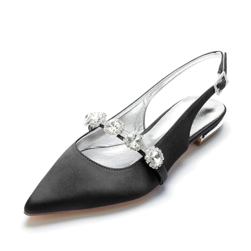 Miyoopark Damen Hochzeits Flache Schuhe Slingback Abend Pumps M670 Schwarz EU 36.5 von Miyoopark
