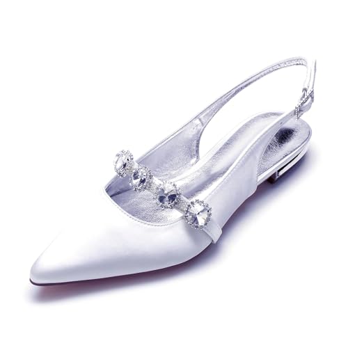 Miyoopark Damen Hochzeits Flache Schuhe Slingback Abend Pumps M670 Weiß EU 38.5 von Miyoopark