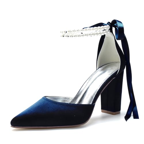 Miyoopark Damen Hochzeits Pumps Schuhe mit Schleif Abendschuhe M638 Dunkelblau EU 41.5 von Miyoopark