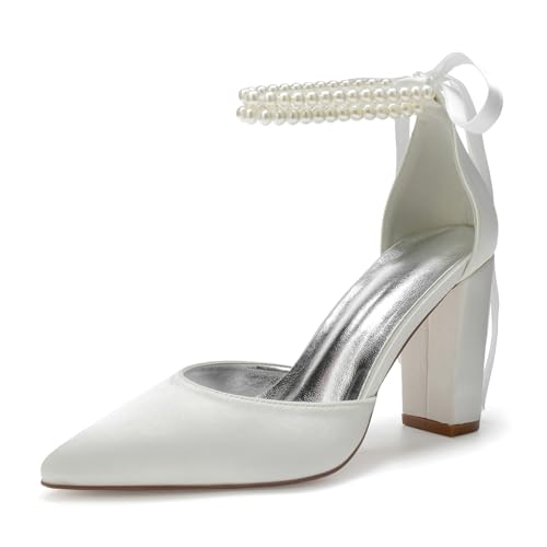 Miyoopark Damen Hochzeits Pumps Schuhe mit Schleif Abendschuhe M638 Elfenbein EU 40.5 von Miyoopark
