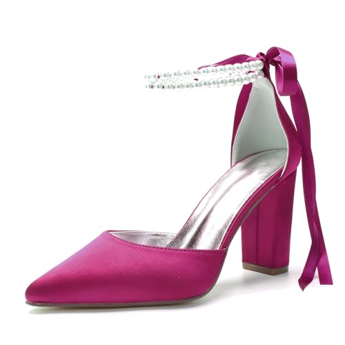 Miyoopark Damen Hochzeits Pumps Schuhe mit Schleif Abendschuhe M638 Fuchsia EU 36 von Miyoopark