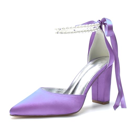 Miyoopark Damen Hochzeits Pumps Schuhe mit Schleif Abendschuhe M638 Hellviolett EU 39.5 von Miyoopark