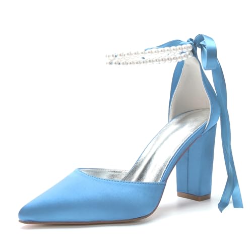 Miyoopark Damen Hochzeits Pumps Schuhe mit Schleif Abendschuhe M638 Himmelblau EU 40.5 von Miyoopark