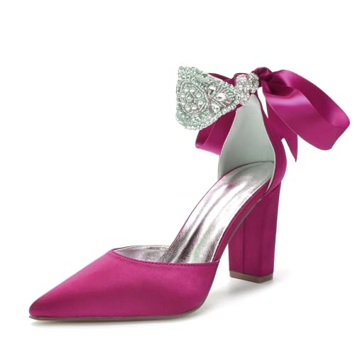 Miyoopark Damen Hochzeits Pumps Schuhe mit Schleif Abendschuhe M639 Fuchsia EU 36.5 von Miyoopark