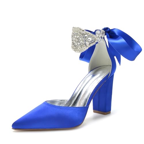 Miyoopark Damen Hochzeits Pumps Schuhe mit Schleif Abendschuhe M639 Königsblau EU 38.5 von Miyoopark