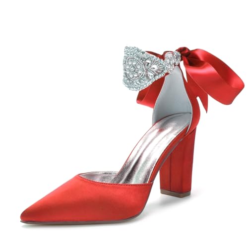 Miyoopark Damen Hochzeits Pumps Schuhe mit Schleif Abendschuhe M639 Rot EU 36 von Miyoopark