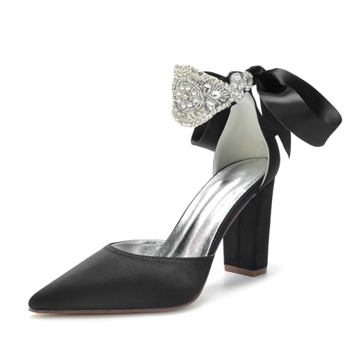 Miyoopark Damen Hochzeits Pumps Schuhe mit Schleif Abendschuhe M639 Schwarz EU 36.5 von Miyoopark