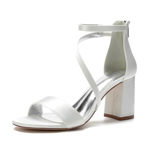 Miyoopark Damen Hochzeits Sandalen Blockabsatz Abend Party Schuhe M657 Elfenbein EU 42.5 von Miyoopark