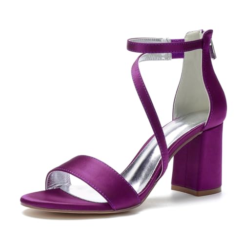 Miyoopark Damen Hochzeits Sandalen Blockabsatz Abend Party Schuhe M657 Fuchsia EU 41.5 von Miyoopark