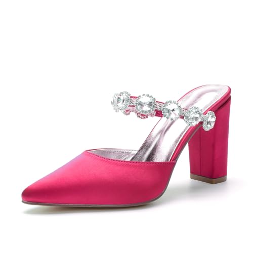Miyoopark Damen Hochzeits Sandalen Blockabsatz Prom Pantoletten Schuhe M635 Rosa EU 37.5 von Miyoopark