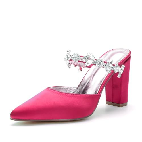 Miyoopark Damen Hochzeits Sandalen Blockabsatz Prom Pantoletten Schuhe M636 Rosa EU 40.5 von Miyoopark