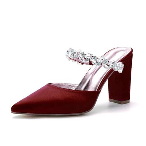 Miyoopark Damen Hochzeits Sandalen Rückenfrei Abend Pantoletten Schuhe M633 Burgund EU 42.5 von Miyoopark