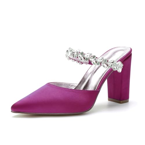 Miyoopark Damen Hochzeits Sandalen Rückenfrei Abend Pantoletten Schuhe M633 Fuchsia EU 39.5 von Miyoopark